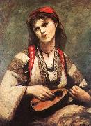  Jean Baptiste Camille  Corot Gypsy with a Mandolin oil painting on canvas
